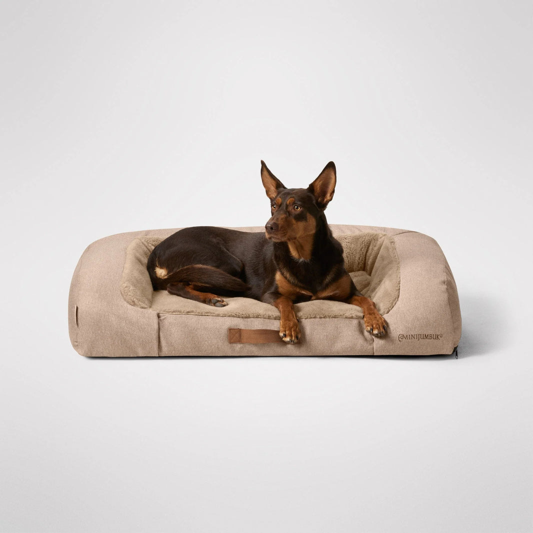 MiniJumbuk Sleep Calm Couch Dog Bed – Fawn Luxury Bolster Bed
