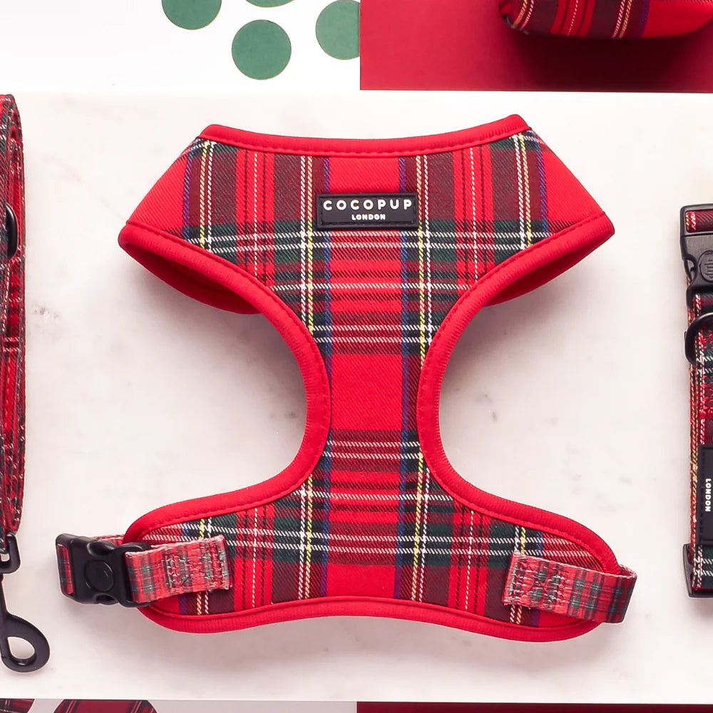 Dogs Adjustable Neck Harness – Tartan