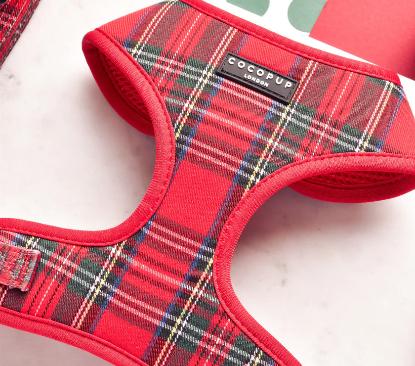 Dogs Adjustable Neck Harness – Tartan