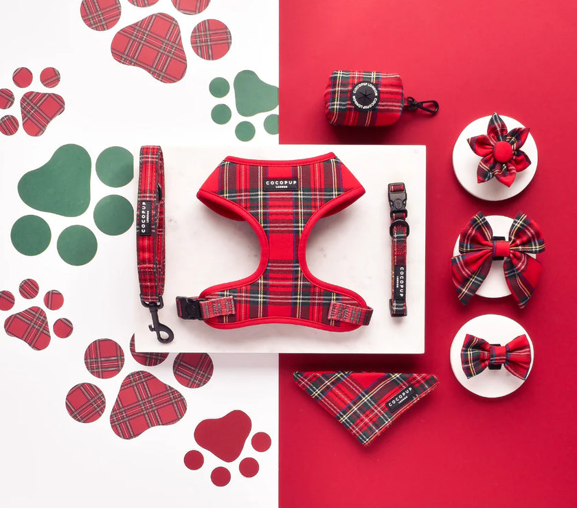 Dogs Adjustable Neck Harness – Tartan